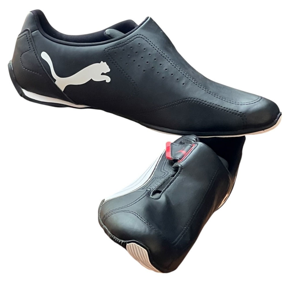 Puma Redon Bungee Black Leather Motorsport Driving Sneakers Men 11 Ferrari Style